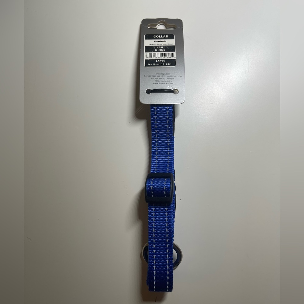 NWT Rogz Reflective Dog Collar Large, Adjustable from 13-22 inches, Blue - Picture 2 of 7